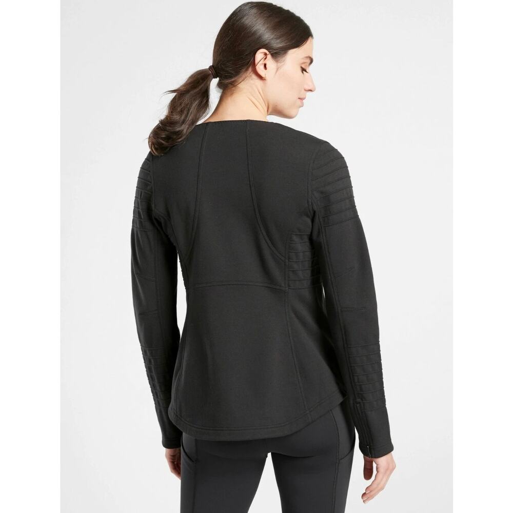 Athleta black moto Jacket women's size S - Picture 2 of 7